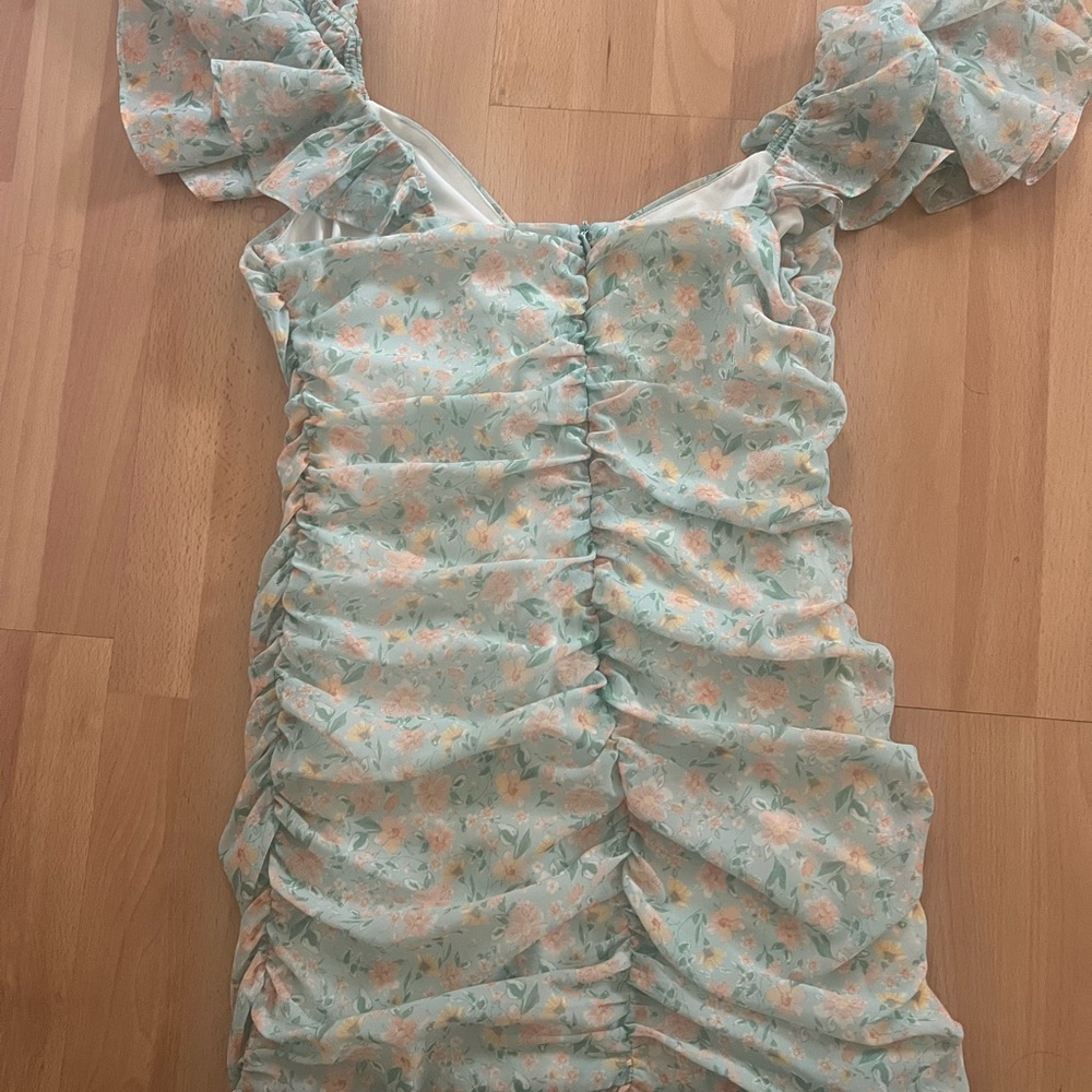 Floral Ruched Off-Shoulder Dress - Picture 2 of 3